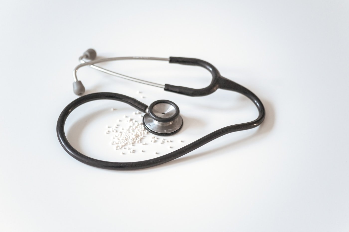 Medical stethoscope on a light surface